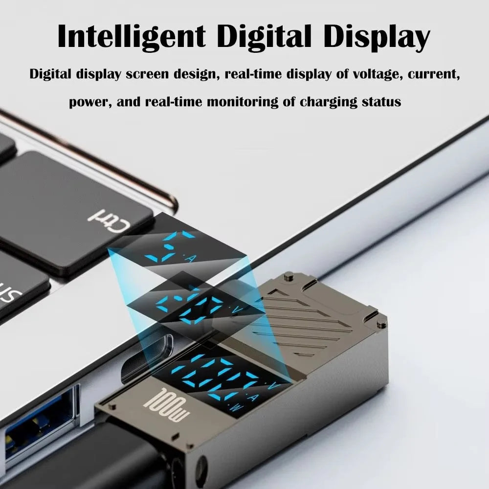 PD 100W Laptop Charging Adapter Type-C to DC 5.0x1.0mm Digital Display Fast Charging Converter - 7