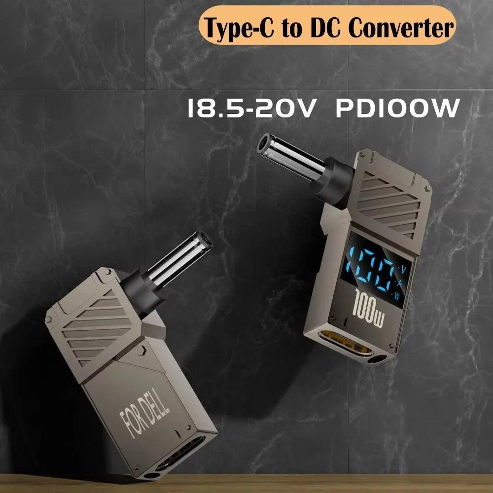PD 100W Laptop Charging Adapter Type-C to DC 4.8x1.7mm Digital Display Fast Charging Converter - 5