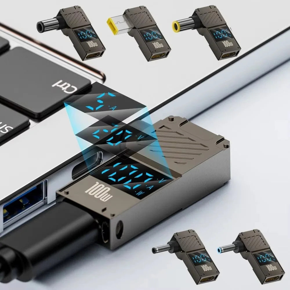 PD 100W Laptop Charging Adapter Type-C to for Lenovo Square Port Digital Display Fast Charging Converter - 4