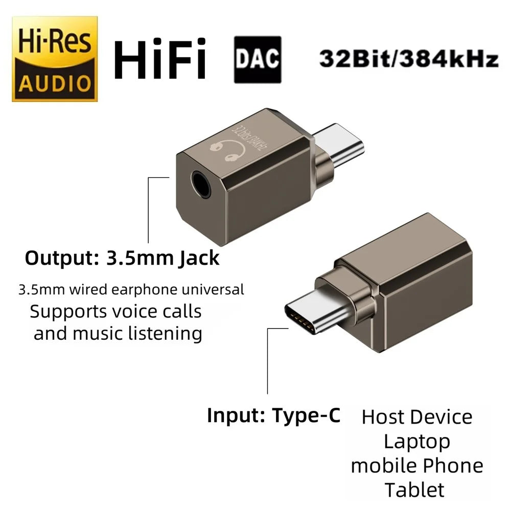 For iPhone 15 / 16 Type-C to 3.5mm Adapter AMP DAC 32bit / 384kHz Digital Decoding Chip Headphone Connector - Tarnish - 2