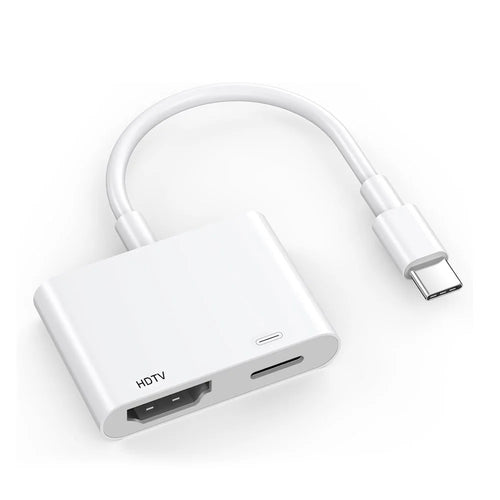 Type-C to HD Adapter with Charging Port 2 in 1 Screen Mirroring Audio Video Sync Converter for TV Monitor Projector - 1