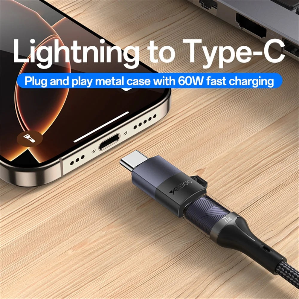 YESIDO GS28 8Pin Female to Type-C Male Converter Charging Data Transfer Adapter - 2