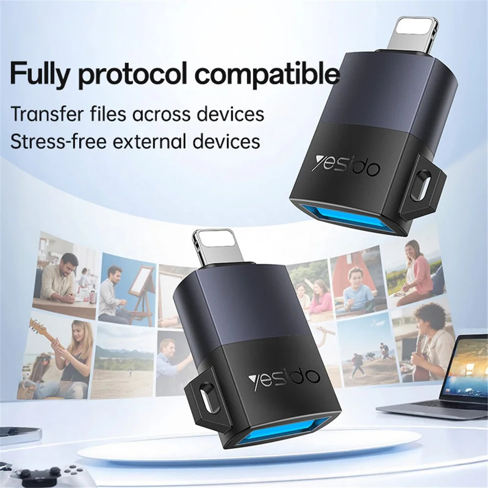 YESIDO GS32 OTG USB A Female to 8Pin Male Adapter Data Transfer Converter for Phone / Tablet - 2