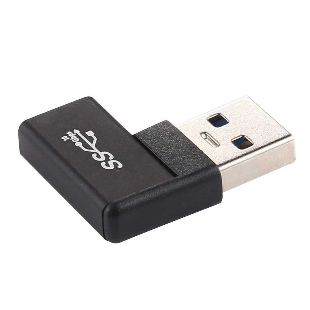 90 Degree Right Angle Type C Female to USB 3.0 Male 10Gbps Data Adapter for Laptop Desktop PC - 1
