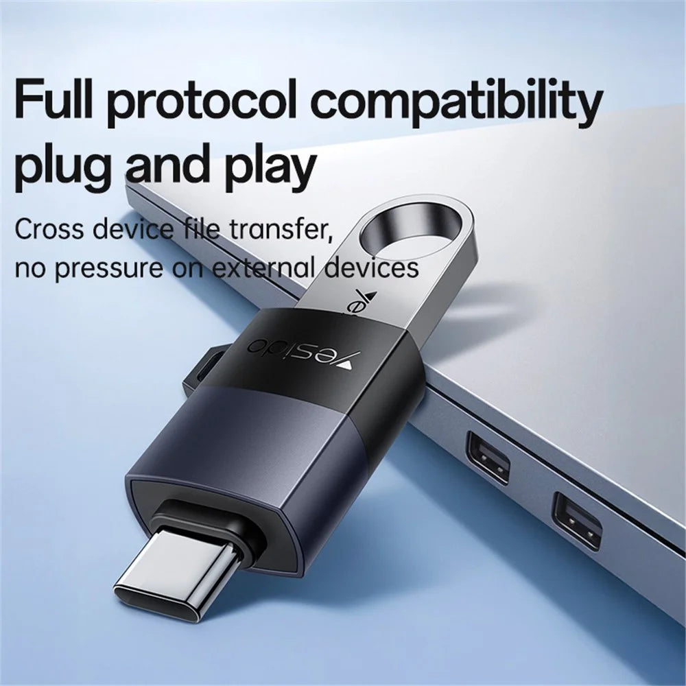 YESIDO GS31 OTG Adapter USB 3.0 to Type-C 18W Fast Charging Aluminum Alloy Converter - 2