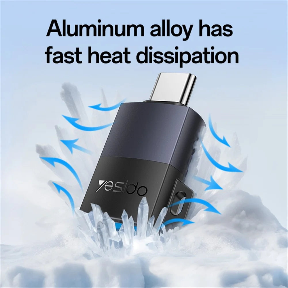 YESIDO GS31 OTG Adapter USB 3.0 to Type-C 18W Fast Charging Aluminum Alloy Converter - 5