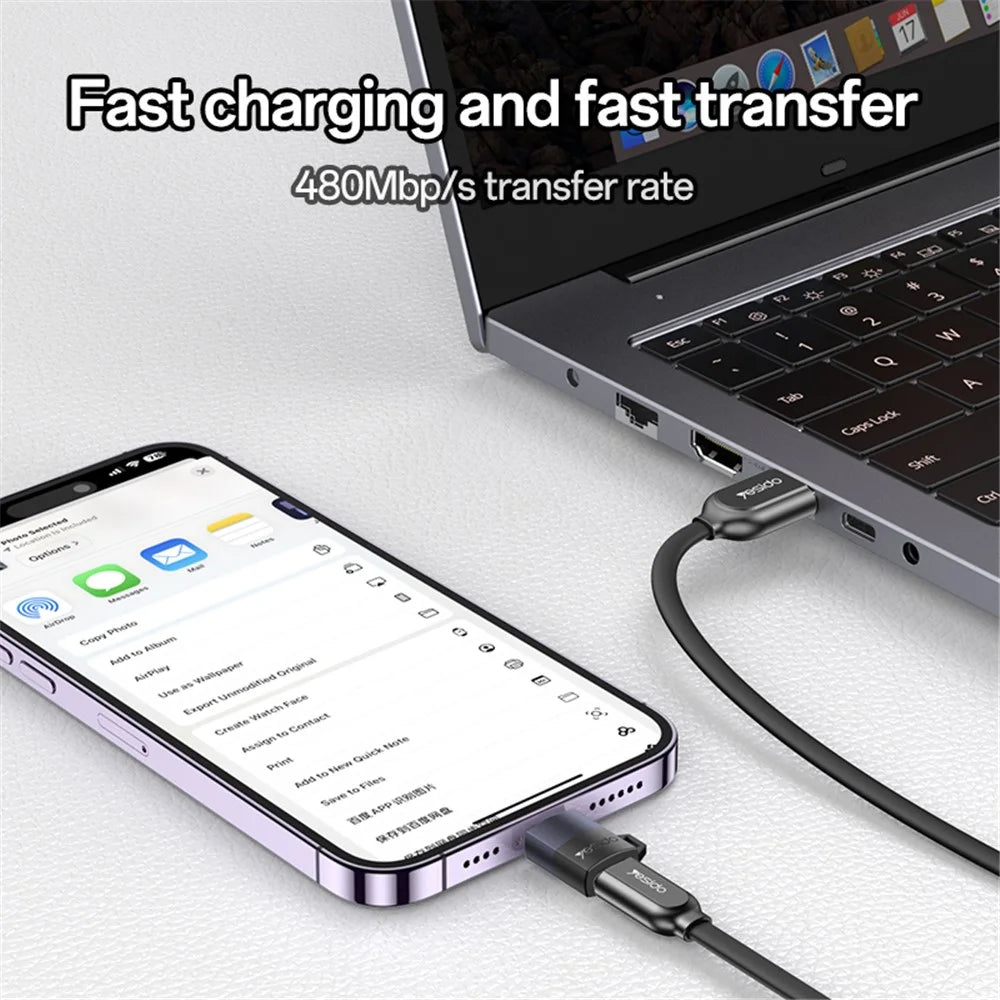 YESIDO GS30 Micro Female to 8Pin Male Converter Charging Data Sync Aluminum Alloy Adapter - 5