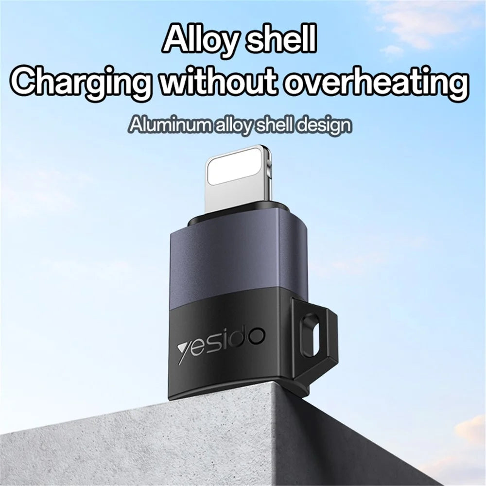 YESIDO GS30 Micro Female to 8Pin Male Converter Charging Data Sync Aluminum Alloy Adapter - 6