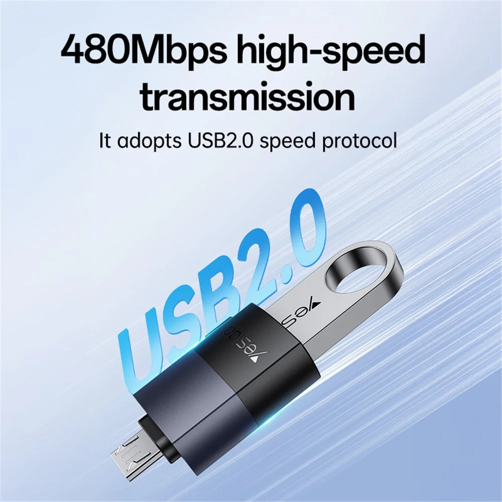 YESIDO GS33 USB Female to Micro USB Male Converter 480Mbps Data Transfer OTG Adapter - 5