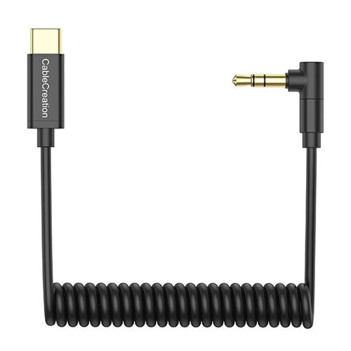 CABLECREATION CD0868-G Type-C to 3.5mm Microphone Audio Adapter Cable Coiled Spring Cord - 1