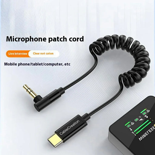 CABLECREATION CD0868-G Type-C to 3.5mm Microphone Audio Adapter Cable Coiled Spring Cord - 2