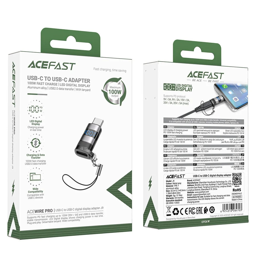 ACEFAST J9 USB-C to USB-C Digital Display Adapter Data Transfer Fast Charging Converter - 7