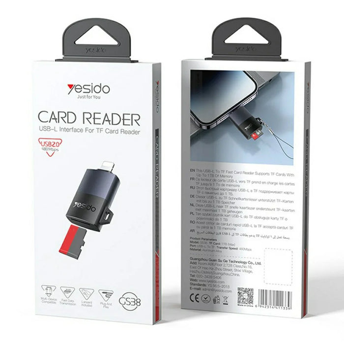 YESIDO GS38 8Pin TF Card Reader 480Mbps Transfer Speed Portable Memory Card Reader - 7