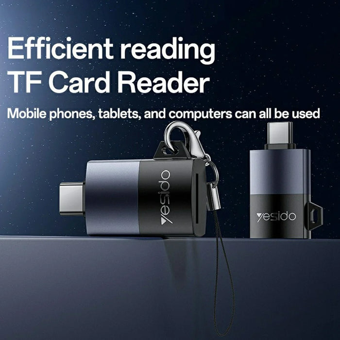 YESIDO GS37 Type-C TF Card Reader Tablet Phone Laptop Memory Card Reader with Lanyard - 2