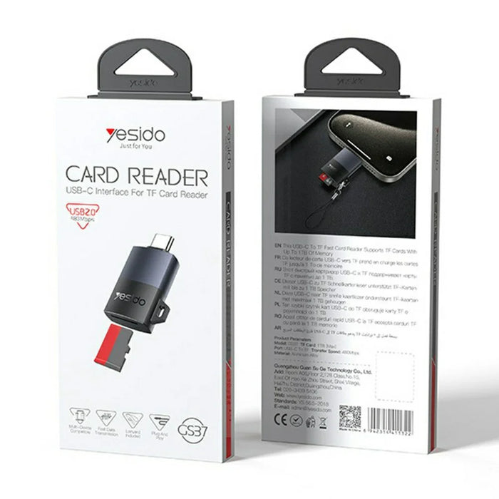 YESIDO GS37 Type-C TF Card Reader Tablet Phone Laptop Memory Card Reader with Lanyard - 7