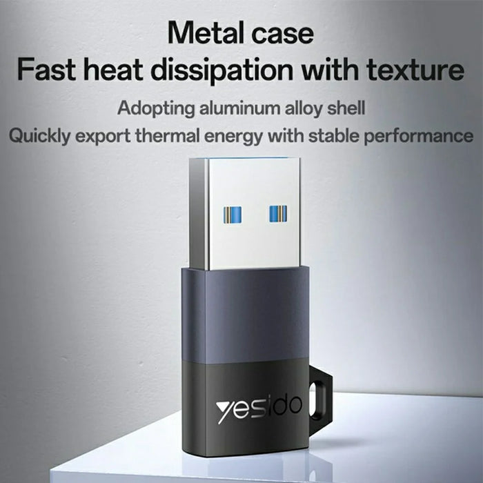 YESIDO GS34 USB-C Female to USB-A Male Adapter Data Transfer Fast Charging Converter - 6