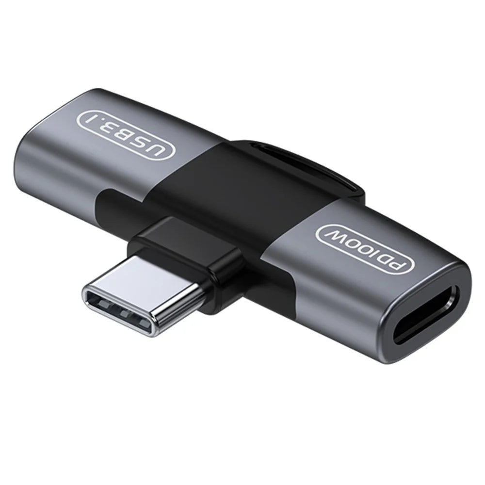 Type-C to Dual Type-C Audio Charging Adapter PD 100W Charging + USB-C Headphone Data OTG Converter - Tarnish - 1