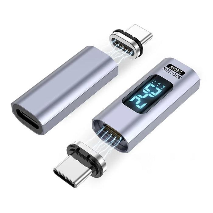 240W Magnetic Type C to Type C 16K HD Video Converter Digital Display 80Gbps Data Transfer Adapter - Straight Head - 1