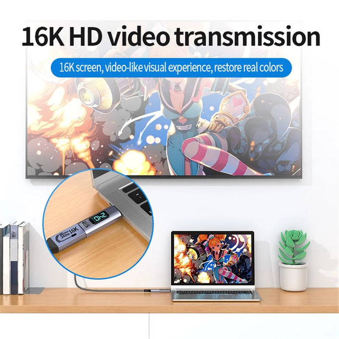240W Magnetic Type C to Type C 16K HD Video Converter Digital Display 80Gbps Data Transfer Adapter - Straight Head - 6