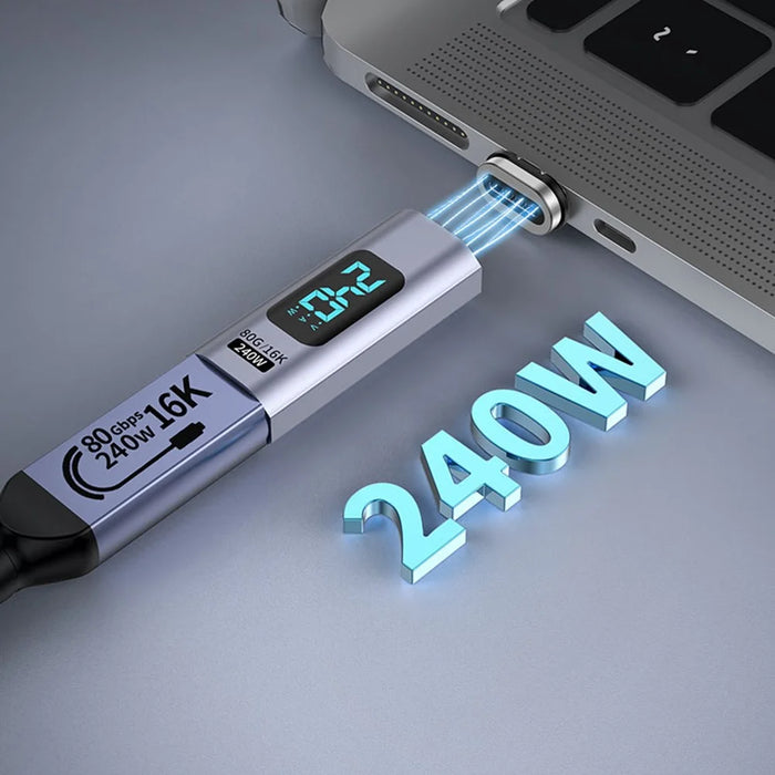 240W Magnetic Type C to Type C 16K HD Video Converter Digital Display 80Gbps Data Transfer Adapter - Straight Head - 7