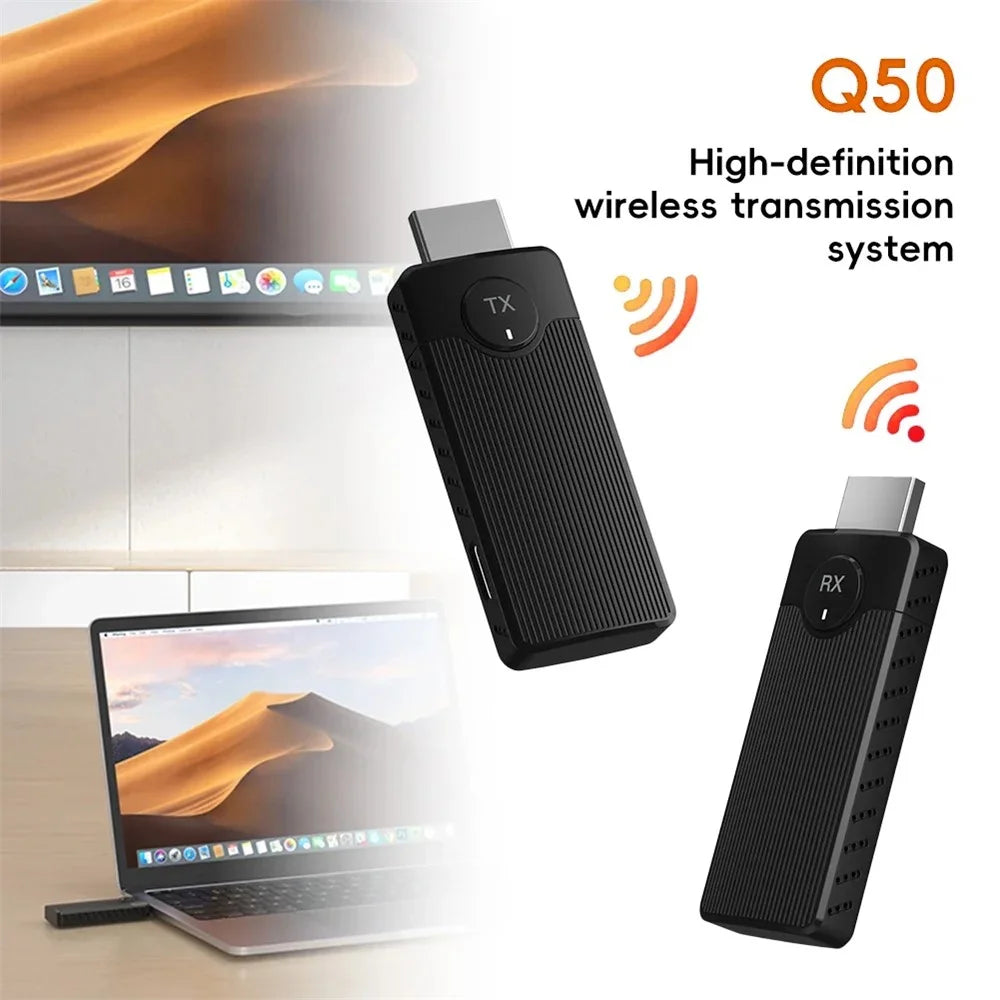 Q50 Vertical Stripe 60HZ 5G High-Speed Point-To-Point Dual Mode Wireless Screen Mirroring Adapter - Black - 4