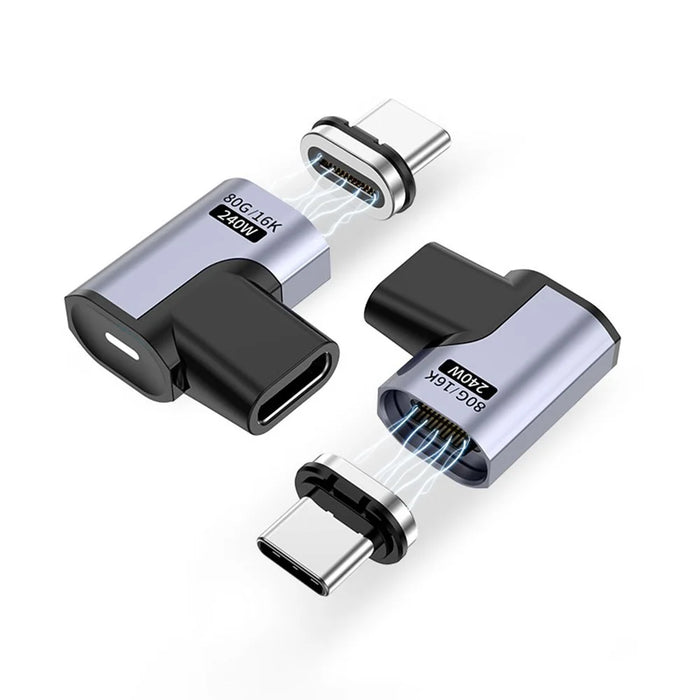 Magnetic Type C to Type C 16K 60Hz HD Video Converter 240W 80Gbps Data Transfer Adapter - Elbow Head - 1