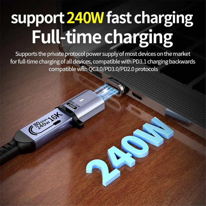 Magnetic Type C to Type C 16K 60Hz HD Video Converter 240W 80Gbps Data Transfer Adapter - Elbow Head - 4