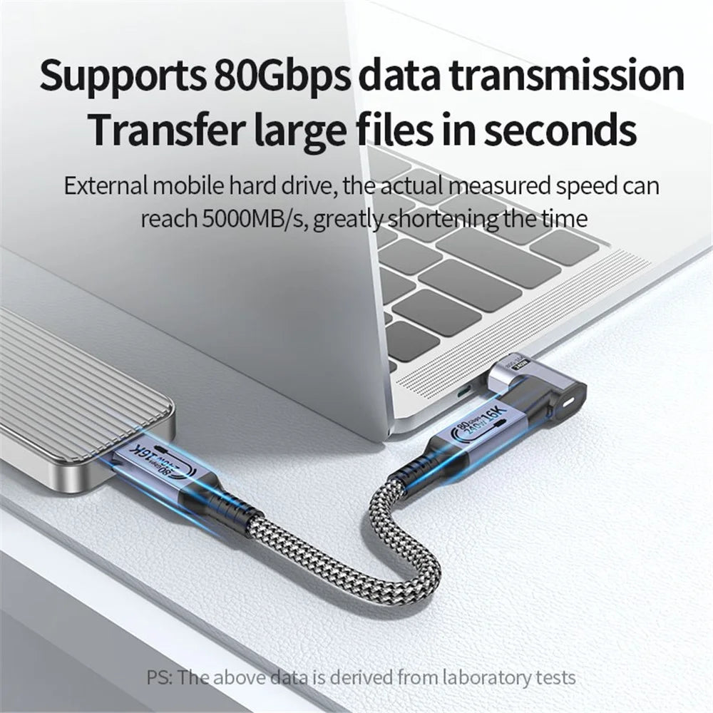 Magnetic Type C to Type C 16K 60Hz HD Video Converter 240W 80Gbps Data Transfer Adapter - Elbow Head - 6