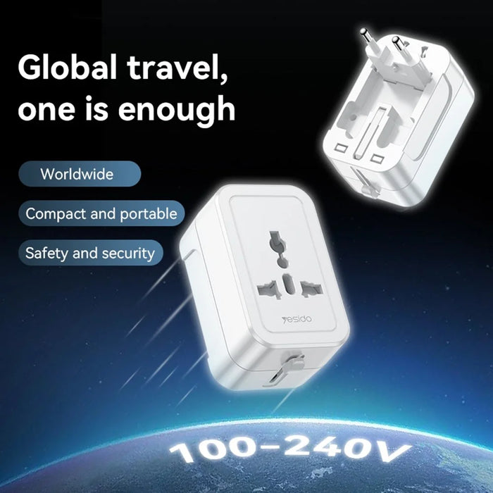 YESIDO MC32 Universal Travel Adapter Multi-Nation Compatibility 1380W Global Plug Converter - 2