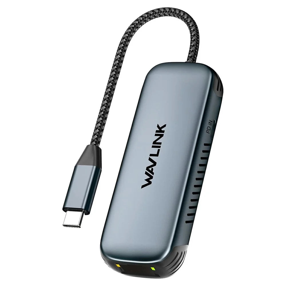 WAVLINK NWU330GD USB-C to RJ45 Ethernet Adapter 2.5Gbps Network Aluminum Converter Support 95W PD Output - 1