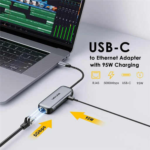 WAVLINK NWU340GD 5Gbps USB-C to RJ45 Ethernet Adapter Aluminum Converter with 95W Charging Port - 2