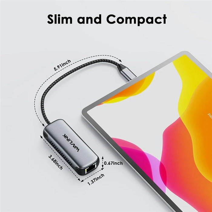WAVLINK NWU340GD 5Gbps USB-C to RJ45 Ethernet Adapter Aluminum Converter with 95W Charging Port - 7