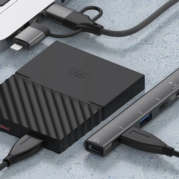 8-Pin / USB / Type C 3 in 1 to 5 Ports USB Hub Smartphones Tablets 15W Charging Data Transfer Adapter - Grey - 5