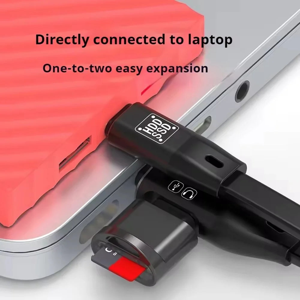 3.1 Gen2 OTG Dual Type-C Cable 1000MB / S Data Transfer TF Card Reader Multi-Function Adapter Cable - Black - 5