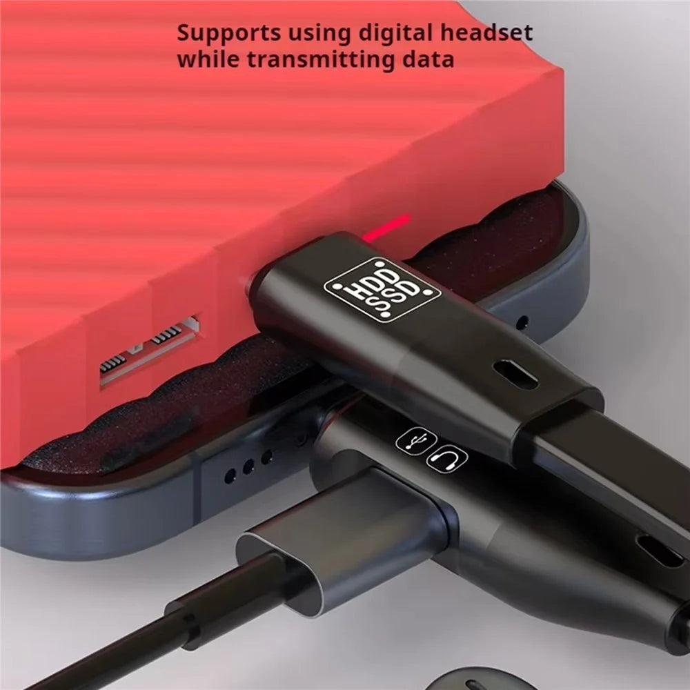3.1 Gen2 OTG Dual Type-C Cable 1000MB / S Data Transfer TF Card Reader Multi-Function Adapter Cable - Black - 6