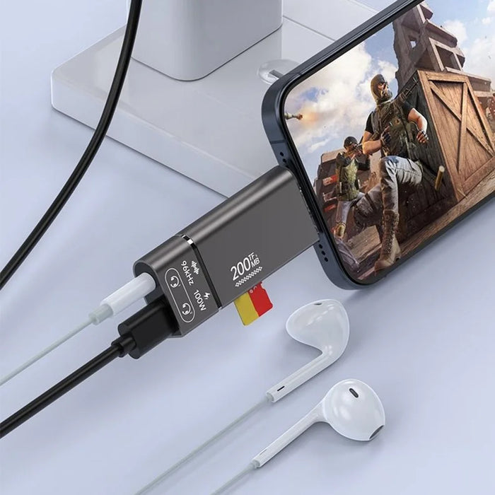 Type-C to TF + 3.5mm + Type-C PD 100W Charging 3 in 1 Card Reader with DAC Chip - 6