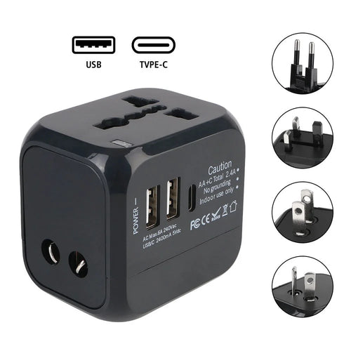 PD 20W Universal Travel Adapter UK / EU / US Plug Dual USB + PD 20W Charging International Charger - 1