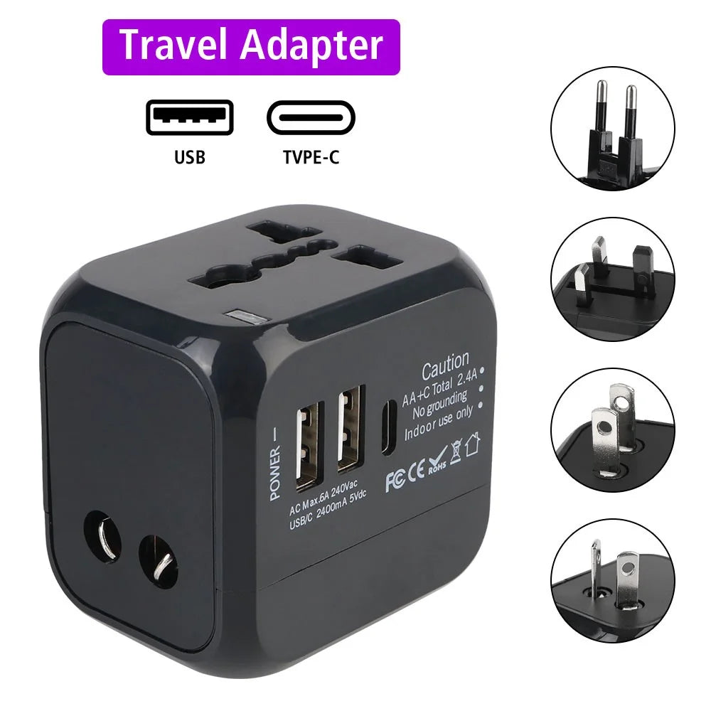 PD 20W Universal Travel Adapter UK / EU / US Plug Dual USB + PD 20W Charging International Charger - 6