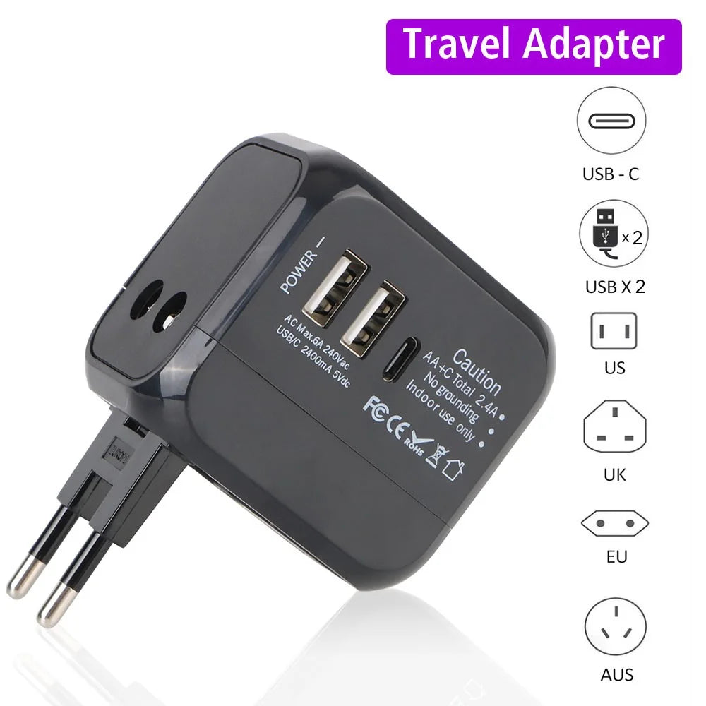 PD 20W Universal Travel Adapter UK / EU / US Plug Dual USB + PD 20W Charging International Charger - 7