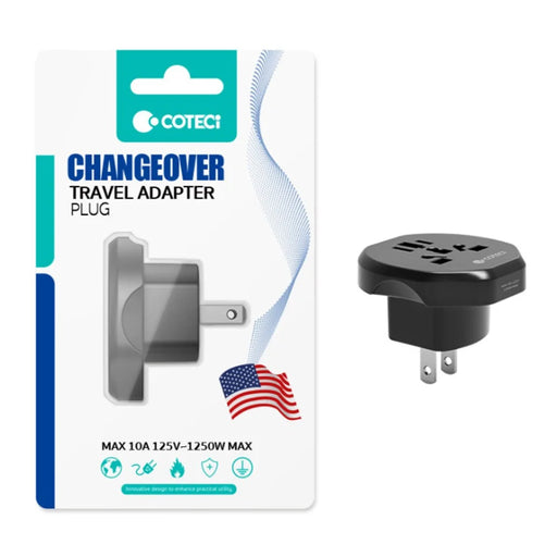 COTECI US / UK / EU Plug to Universal Adapter Portable Power Converter for Global Travel - US Plug - 1