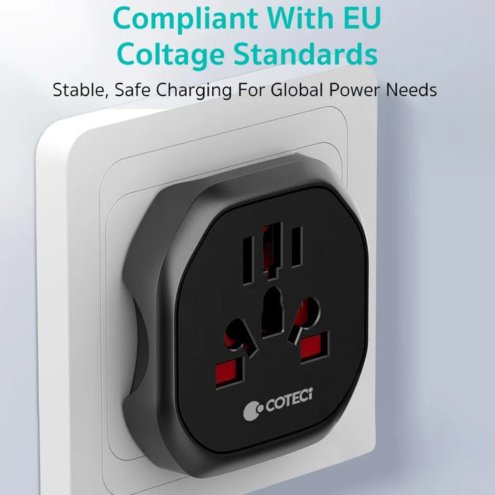 COTECI US / UK / EU Plug to Universal Adapter Portable Power Converter for Global Travel - US Plug - 2