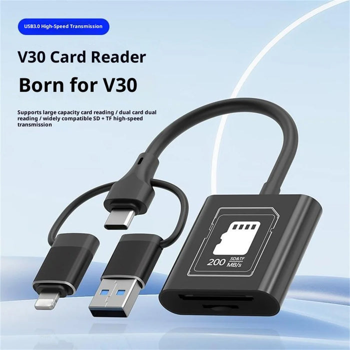 TYS-205 iP / Type-C / USB to SD / TF Card Reader High Speed Dual Slot V30 USB 3.0 Adapter for Data Transfer / Photo Backup Compatible with iOS / Android / MAC - 3