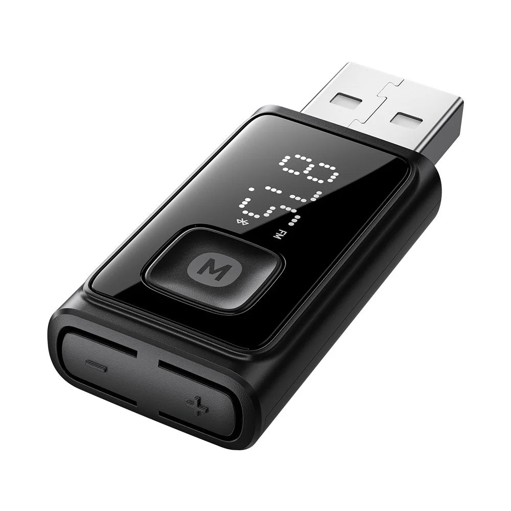 ESSAGER Bluetooth-compatible FM Transmitter Adapter Built-in Mic HD Calling Noise Reduction - Black - 1