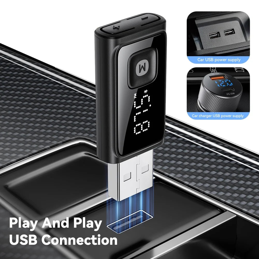 ESSAGER Bluetooth-compatible FM Transmitter Adapter Built-in Mic HD Calling Noise Reduction - Black - 5