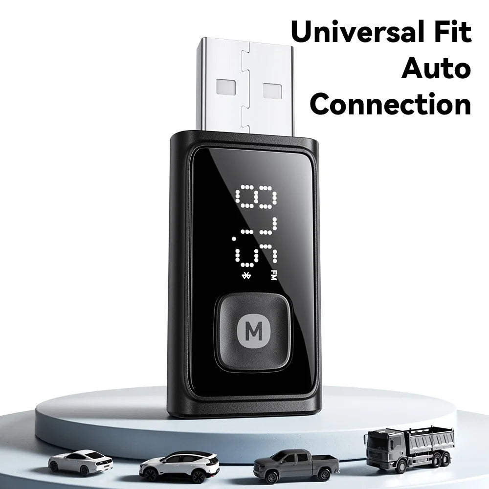 ESSAGER Bluetooth-compatible FM Transmitter Adapter Built-in Mic HD Calling Noise Reduction - Black - 6