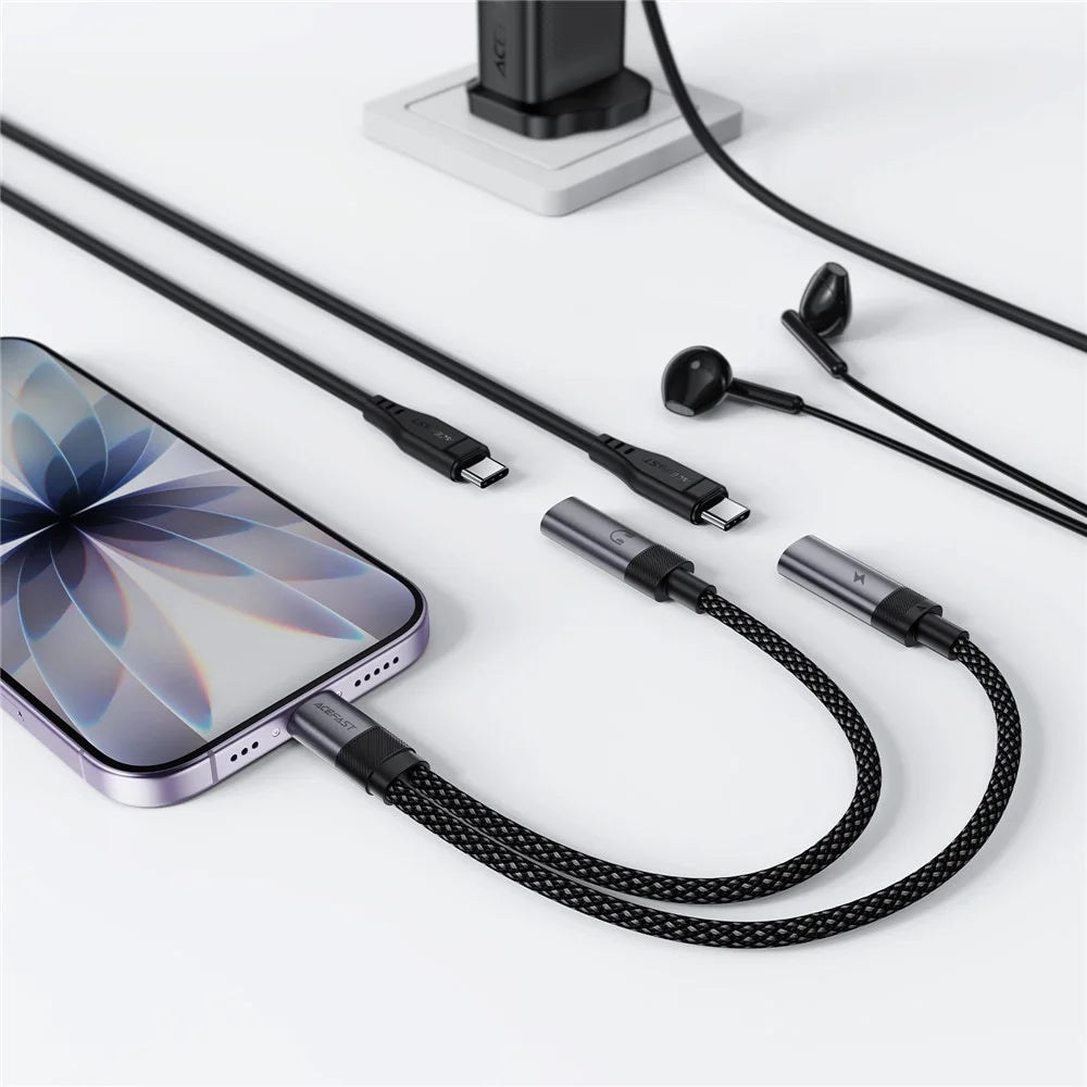 ACEFAST J14 Audio Adapter Splitter Cable USB-C Charging Listening Converter Cable - 6