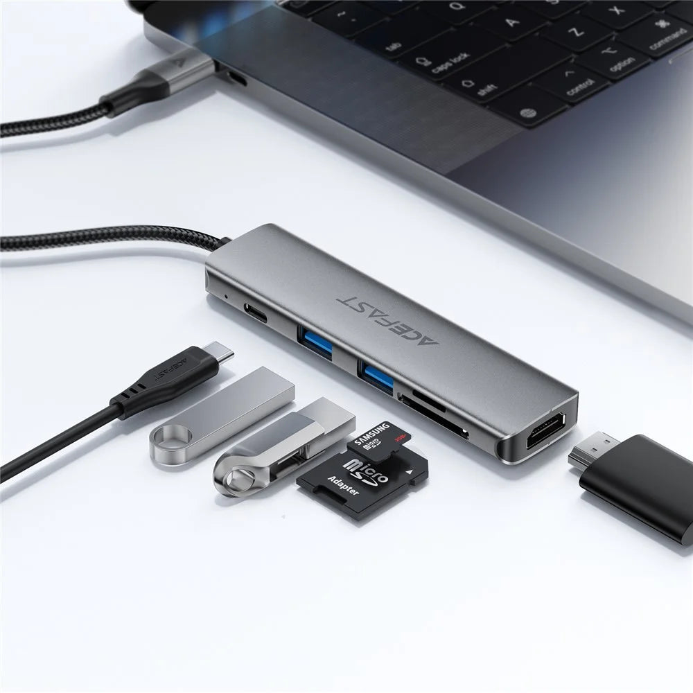 ACEFAST J18 6 in 1 USB-C Hub 4K 60Hz HD PD 90W Fast Charge Docking Station with SD / TF Card Slot - 5