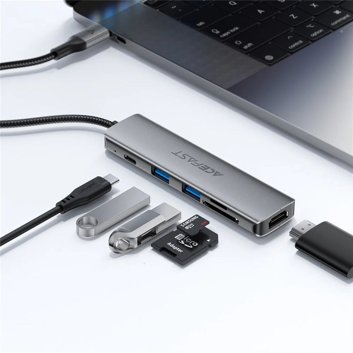 ACEFAST J18 6 in 1 USB-C Hub 4K 60Hz HD PD 90W Fast Charge Docking Station with SD / TF Card Slot - 5