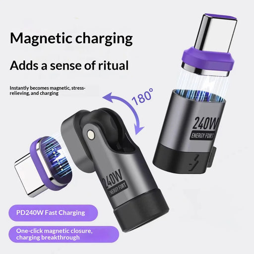 SIKAI 240W PD 3.1 Magnetic Charging Adapter Type-C Fast Charge Data Transfer Connector - U-Shaped Adapter With Magnetic Head - 2