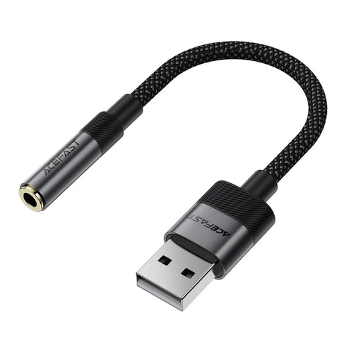 ACEFAST J13 USB-A to 3.5mm Audio Converter High Fidelity Transmission Audio Adapter - Black - 1